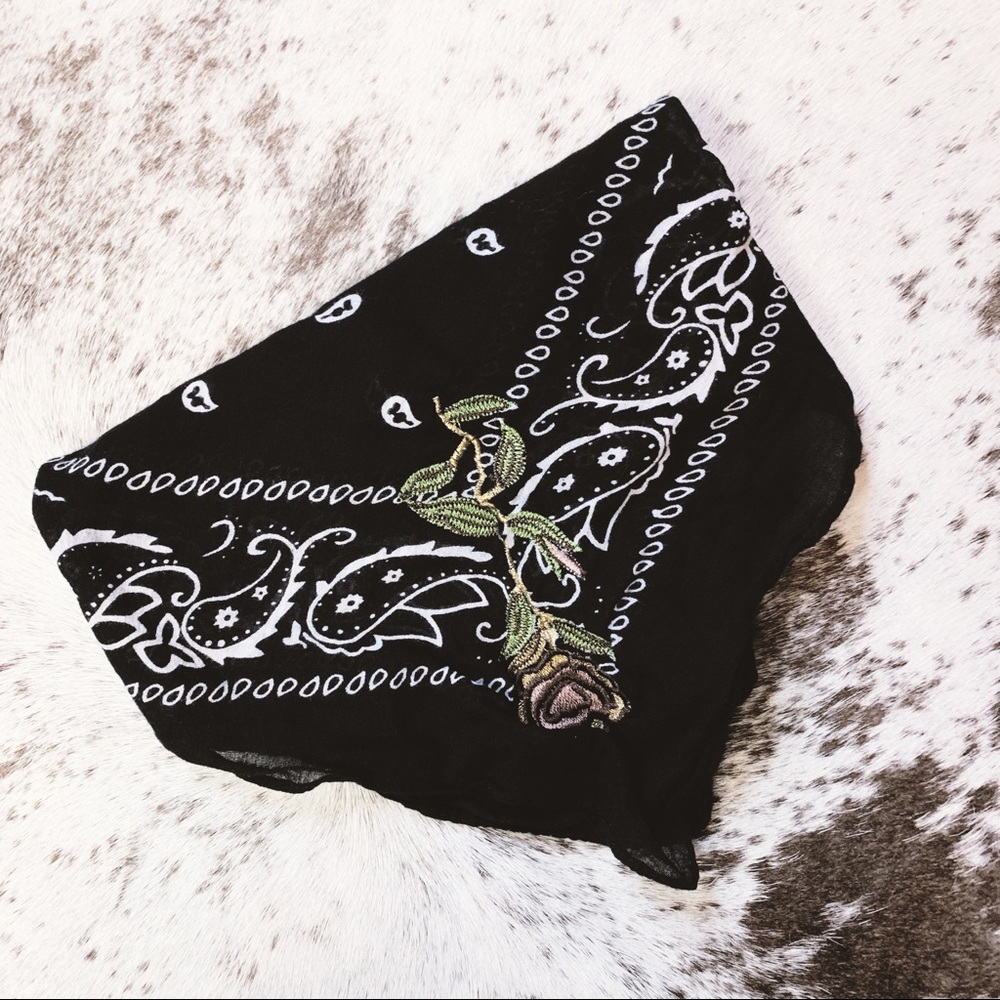 B. Johnson Neck Handkerchief w Rose Embroidery